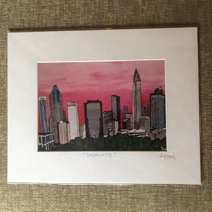 Charlotte cityscape printed & matted painting